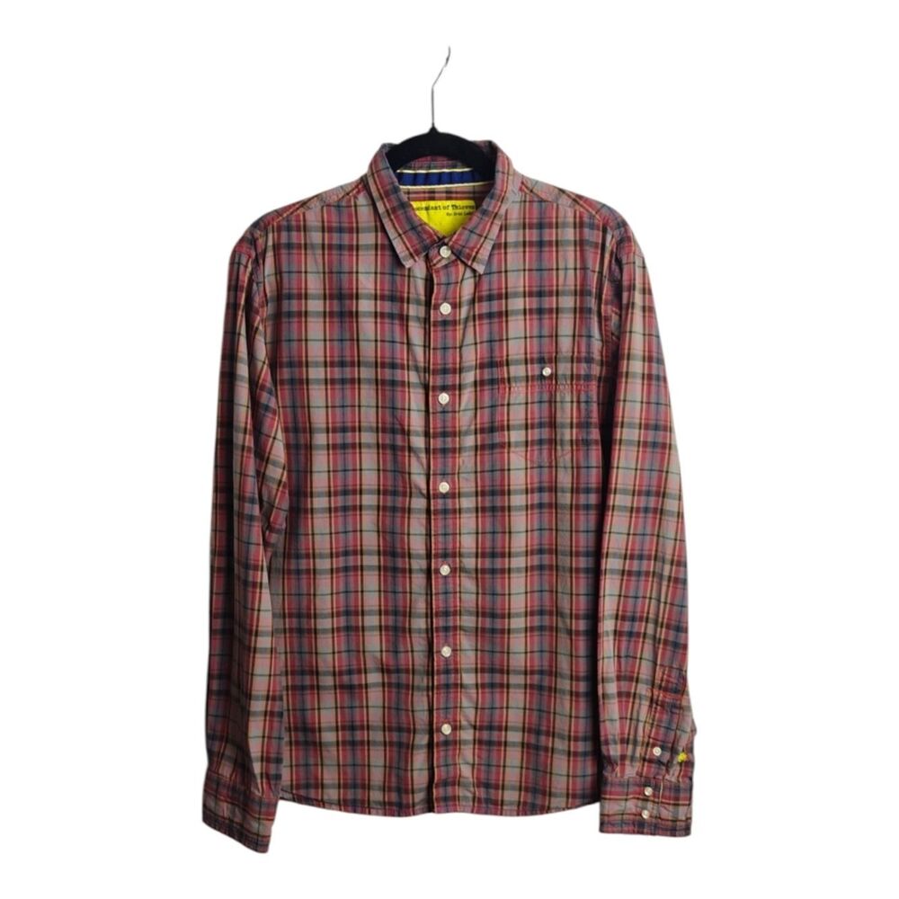 Descendant Of Thieves Men's Red Plaid Long-Sleeve Button-Down Shirt